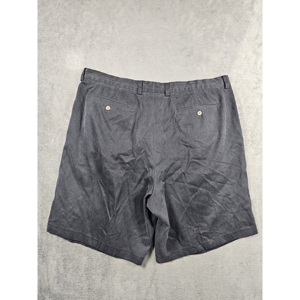 Tommy Bahama Mens 38 Silk Cotton Pleated Dress Shorts Navy Marlin Logo 9" - Picture 8 of 8